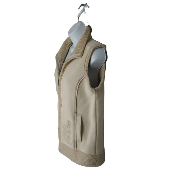 BC Clothing Original Faux Sheepskin Beige  Vest Embroidery Sleeveless M - Picture 7 of 10